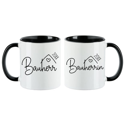 Keramik Tassen-Set oder einzeln mit Jahreszahl | Bauherr + Bauherrin 1