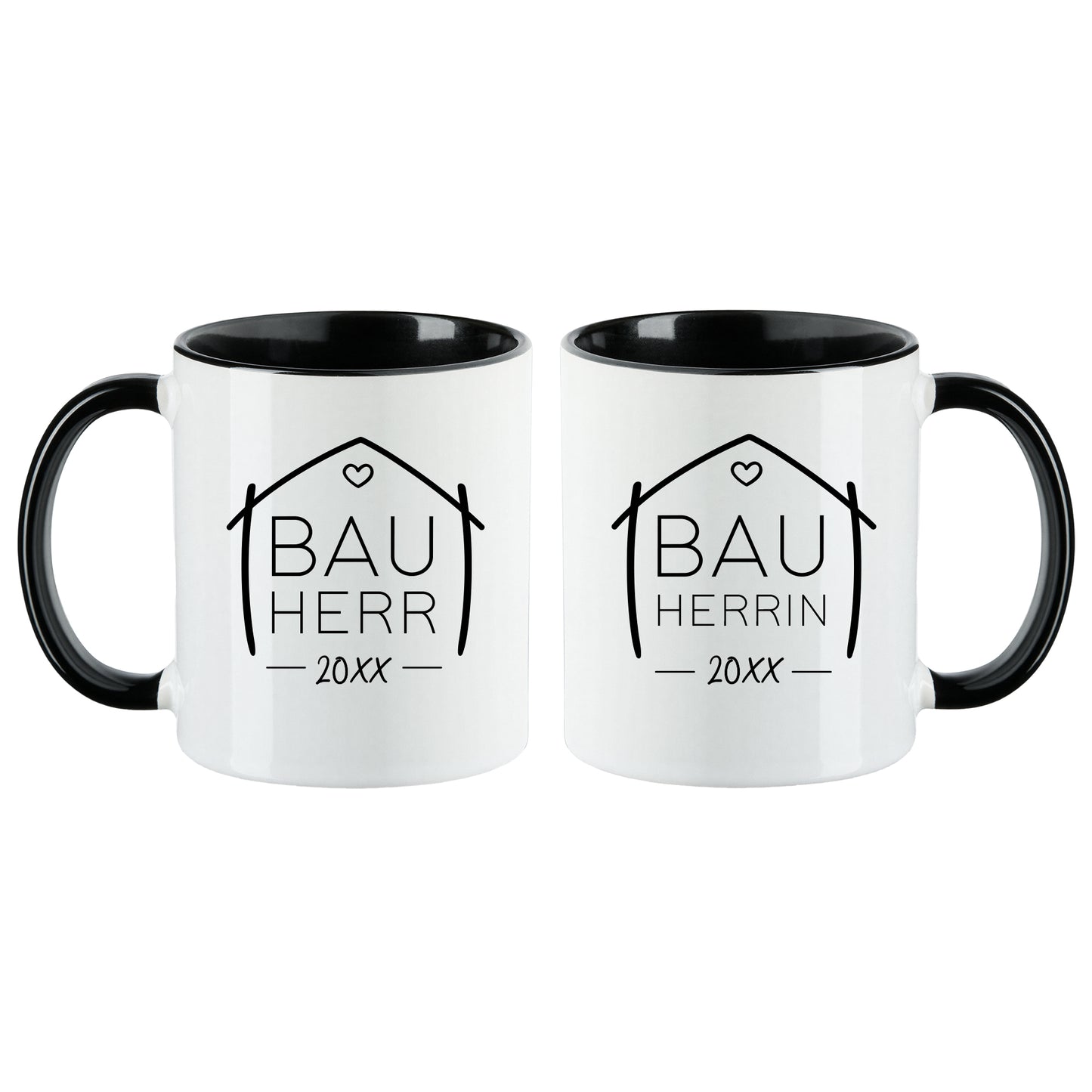 Keramik Tassen-Set oder einzeln mit Jahreszahl | Bauherr + Bauherrin 2