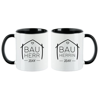 Keramik Tassen-Set oder einzeln mit Jahreszahl | Bauherr + Bauherrin 2