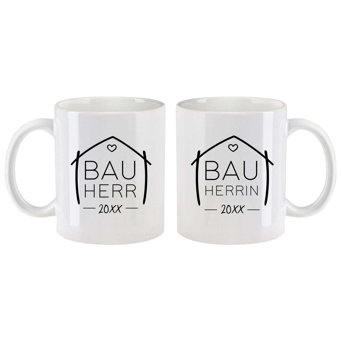 Keramik Tassen-Set oder einzeln mit Jahreszahl | Bauherr + Bauherrin 2