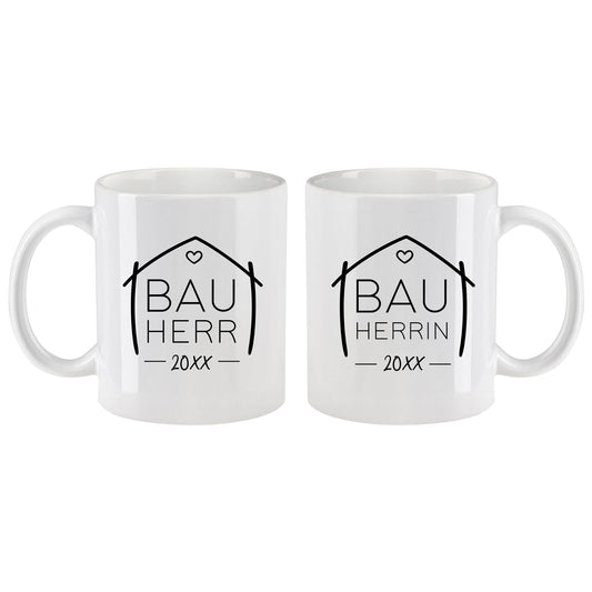Keramik Tassen-Set oder einzeln mit Jahreszahl | Bauherr + Bauherrin 2