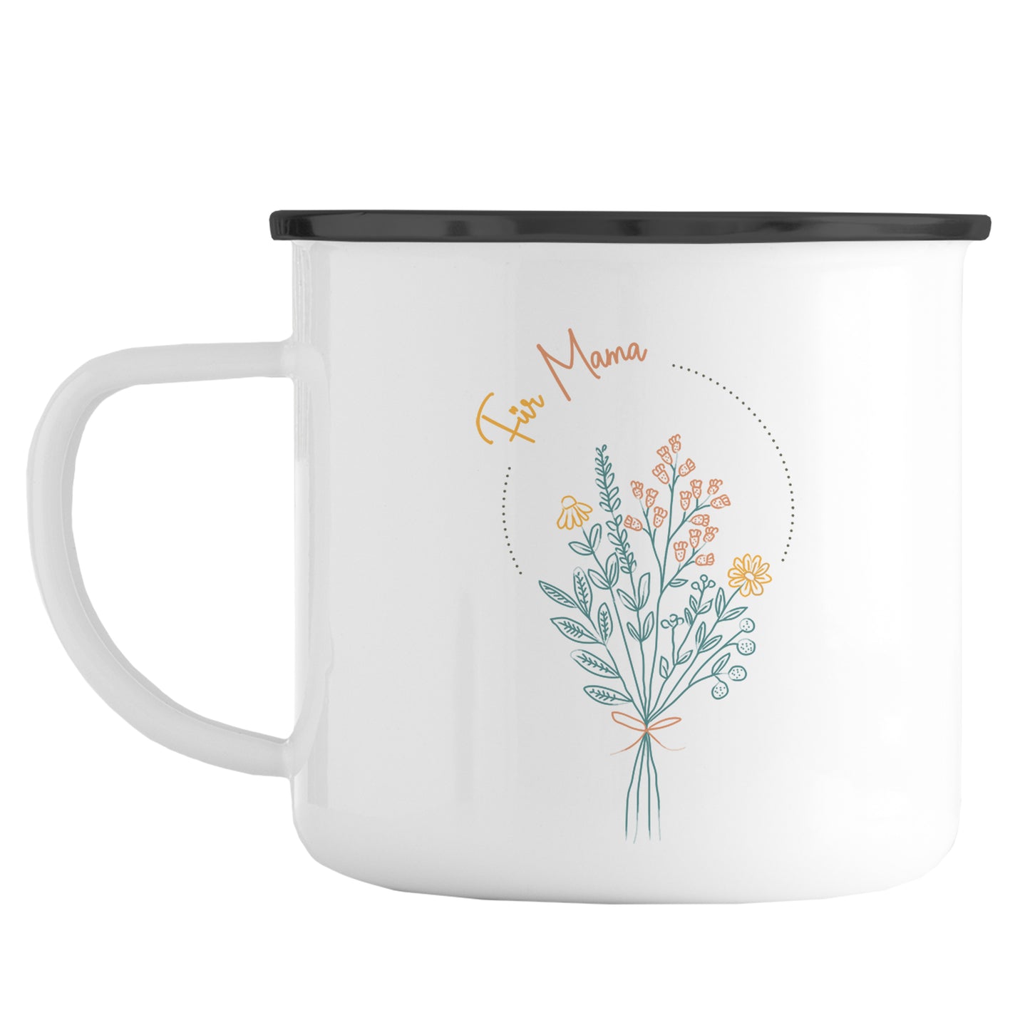 Emaille Tasse mit Name | Blumenstrauß