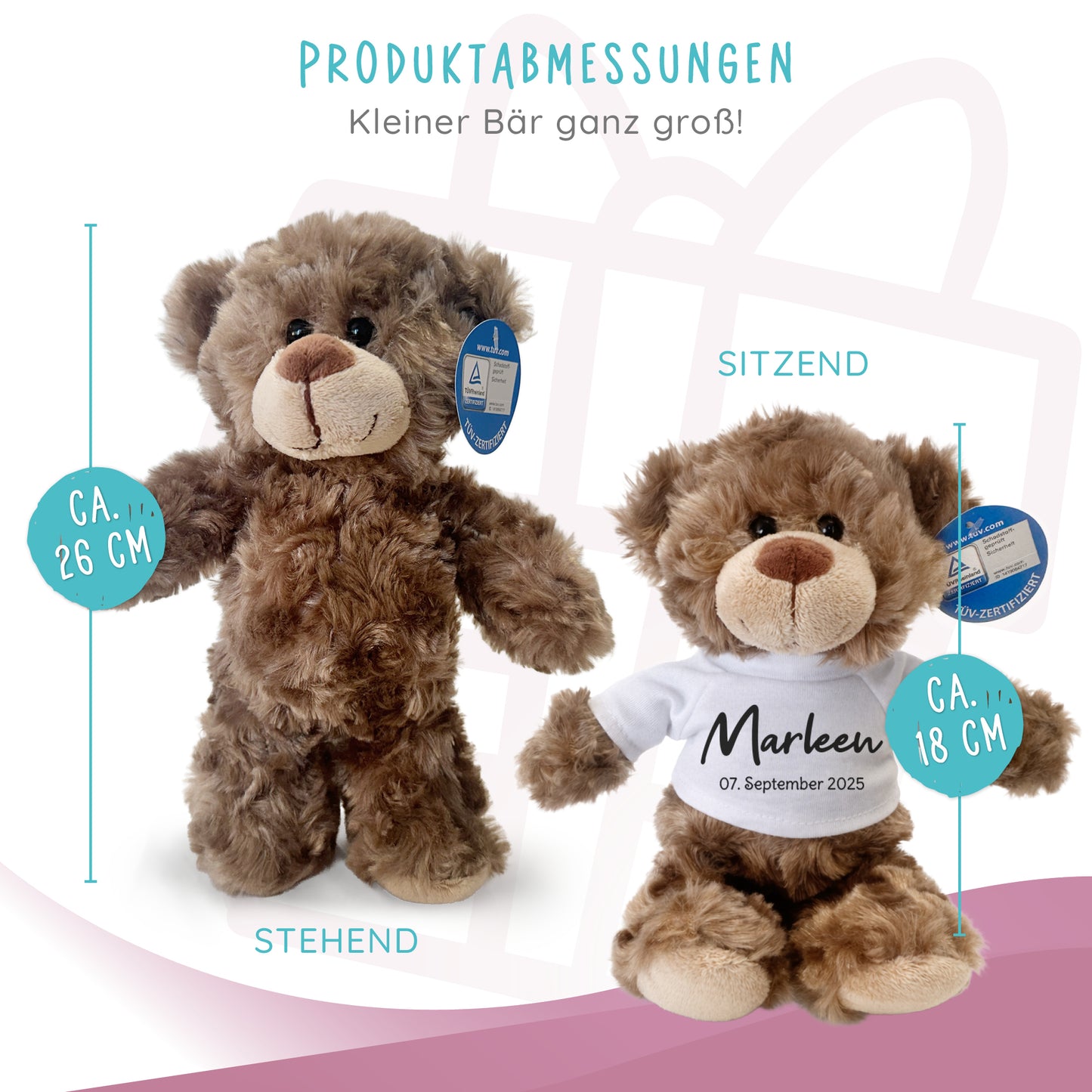 Teddy mit Namen + Datum