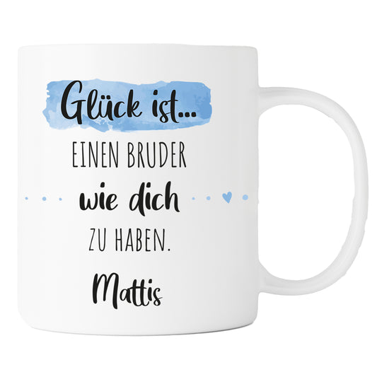 Keramik Tasse mit Namen | Glück ist einen Bruder wie dich zu haben