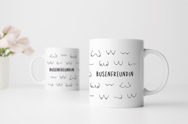Kaffeetasse in weiß | Busenfreundin 2.0 | entzückendes Geschenk für die beste und liebste Freundin | kurz BFF