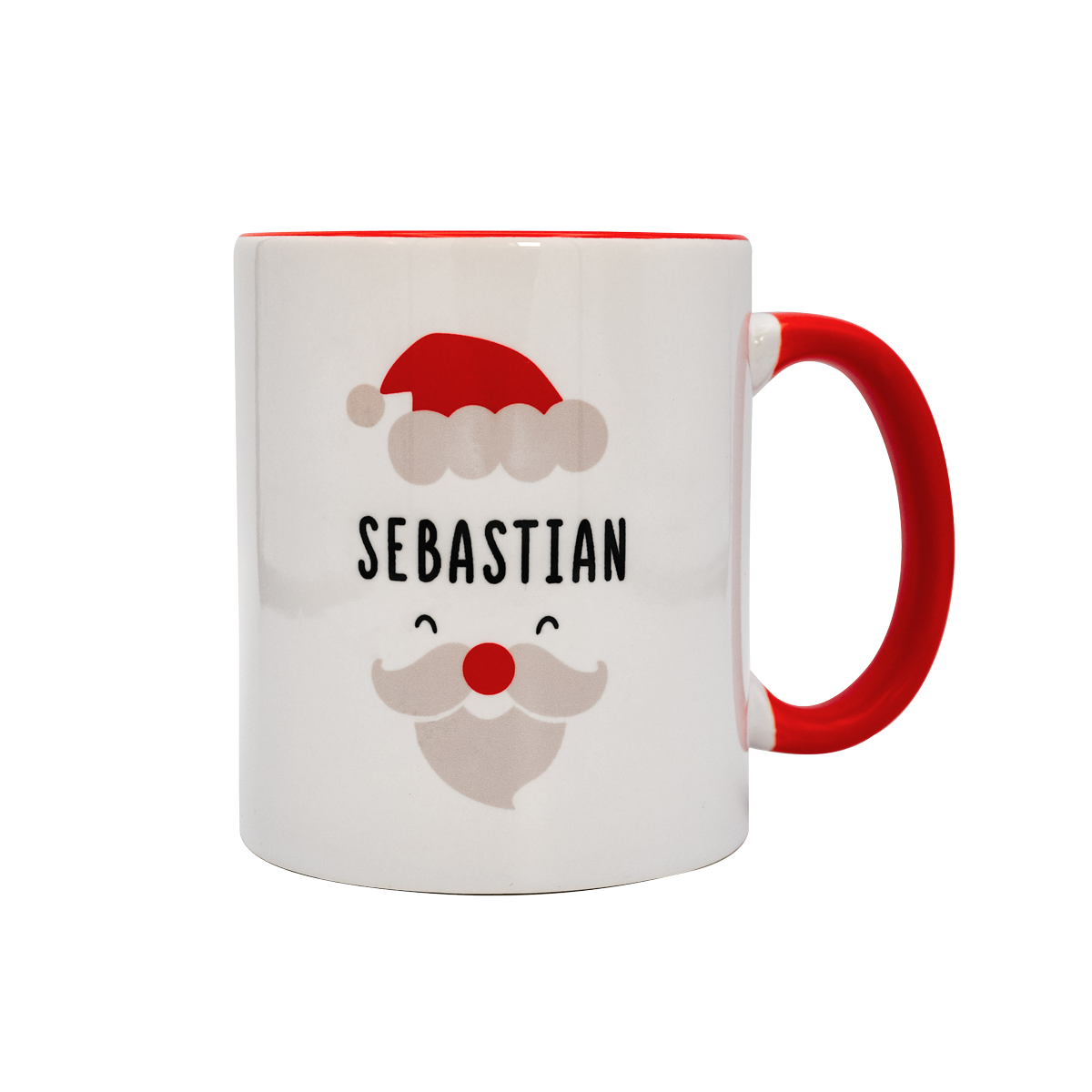 Keramik Tasse mit Name | Weihnachtsmann Rot