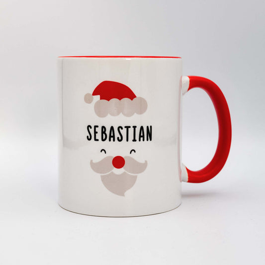 Keramik Tasse mit Name | Weihnachtsmann Rot