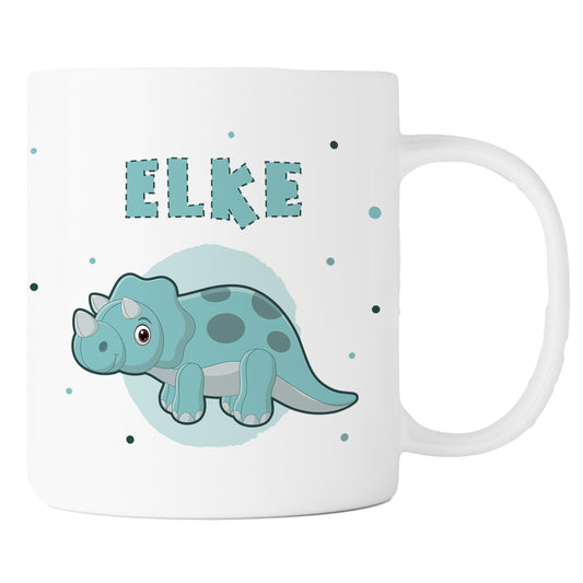 Keramik Tasse mit Namen | Dino 1 | Triceratops
