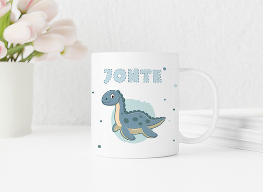 Keramik Tasse mit Namen | Dino 2 | Plesiosaurus