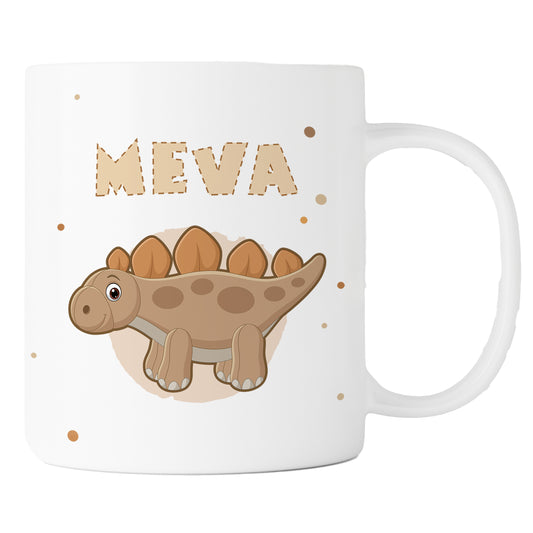 Keramik Tasse mit Namen | Dino 3 | Stegosaurus