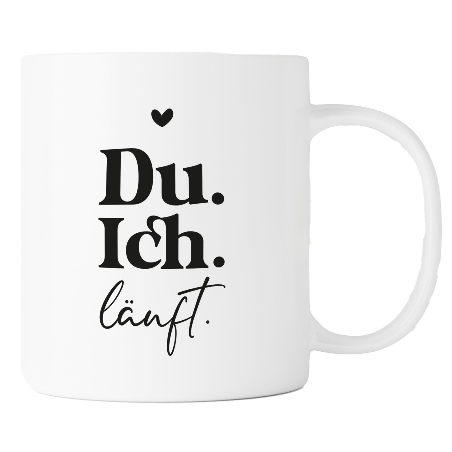 Keramik Tasse | Du. Ich. Läuft. | Herz schwarz