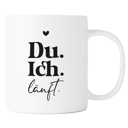 Keramik Tasse | Du. Ich. Läuft. | Herz schwarz