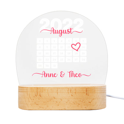 Personalisierte LED Lampe | Nachtlicht aus Holz und Acryl | Kalender 1