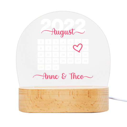 Personalisierte LED Lampe | Nachtlicht aus Holz und Acryl | Kalender 1