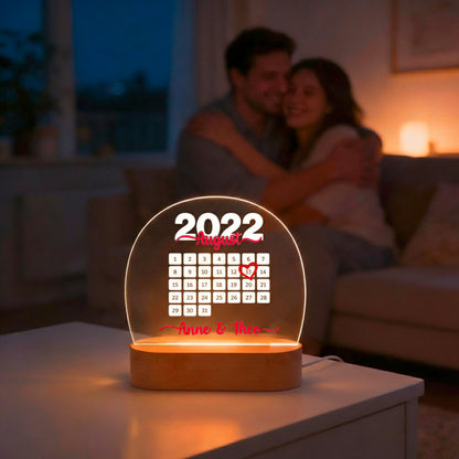 Personalisierte LED Lampe | Nachtlicht aus Holz und Acryl | Kalender 1
