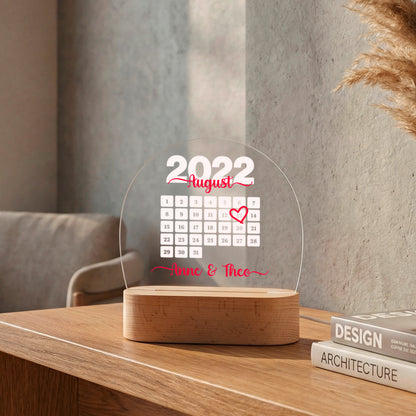Personalisierte LED Lampe | Nachtlicht aus Holz und Acryl | Kalender 1