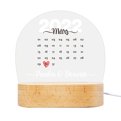Personalisierte LED Lampe | Nachtlicht aus Holz und Acryl | Kalender 2