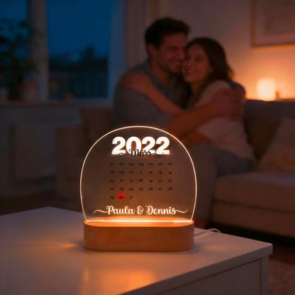 Personalisierte LED Lampe | Nachtlicht aus Holz und Acryl | Kalender 2
