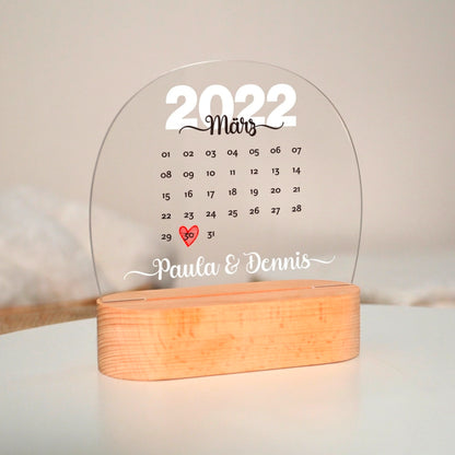 Personalisierte LED Lampe | Nachtlicht aus Holz und Acryl | Kalender 2