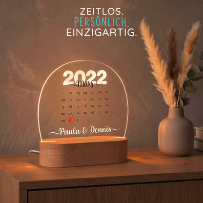 Personalisierte LED Lampe | Nachtlicht aus Holz und Acryl | Kalender 2