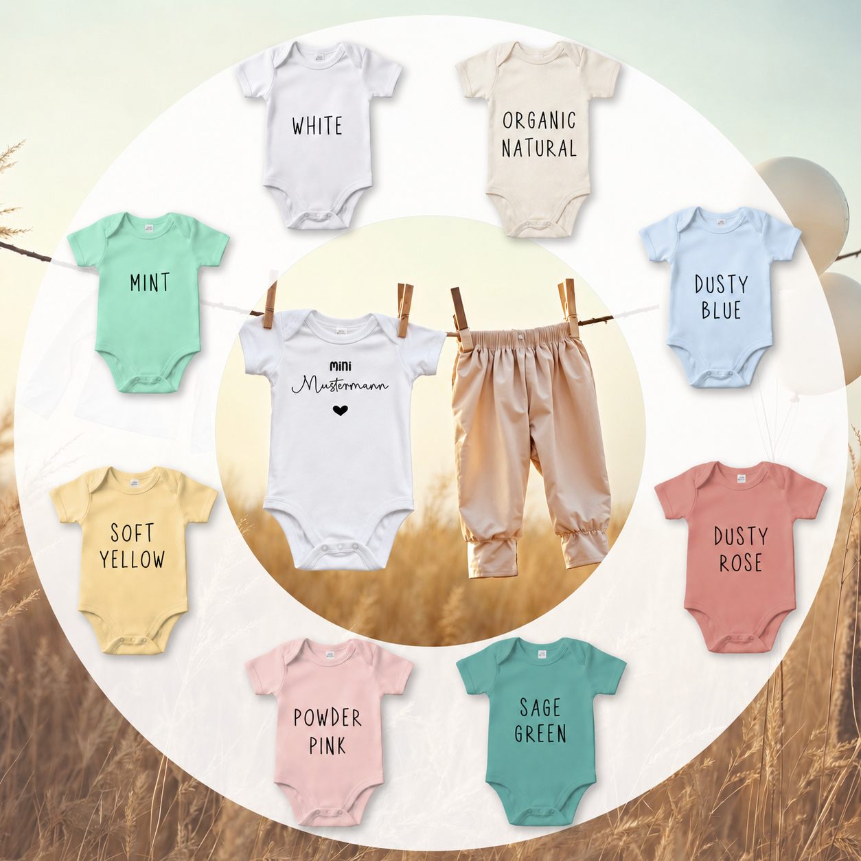 Baby Body Kurzarm mit Name | Basic Body aus Bio-Baumwolle | Mini