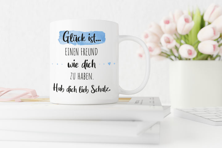 Glück ist einen Freund wie dich zu haben | Tasse mit Wunschnamen personalisiert