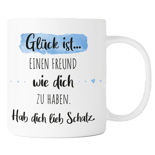 Keramik Tasse mit Namen | Glück ist einen Freund wie dich zu haben
