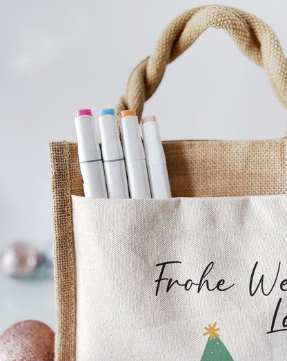 Jute Pocket Tasche mit Namen | Frohe Weihnachten