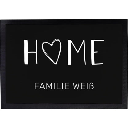 Fußmatte mit Familienname | Home mit Herz