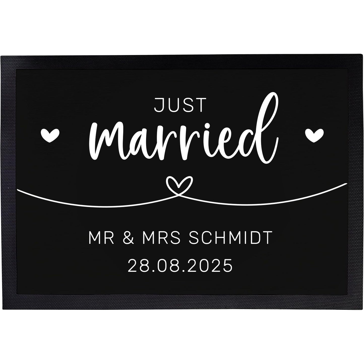 Fußmatte mit Namen + Datum | Just married – Weiß