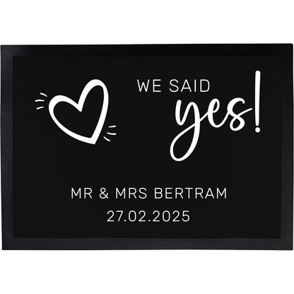 Fußmatte mit Namen + Datum | We said yes - Weiß