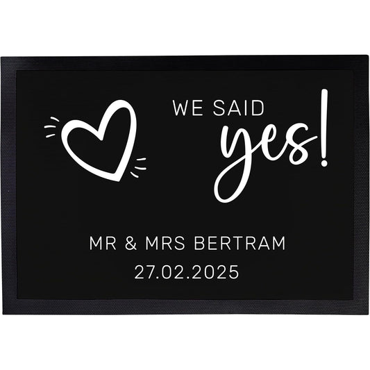 Fußmatte mit Namen + Datum | We said yes - Weiß
