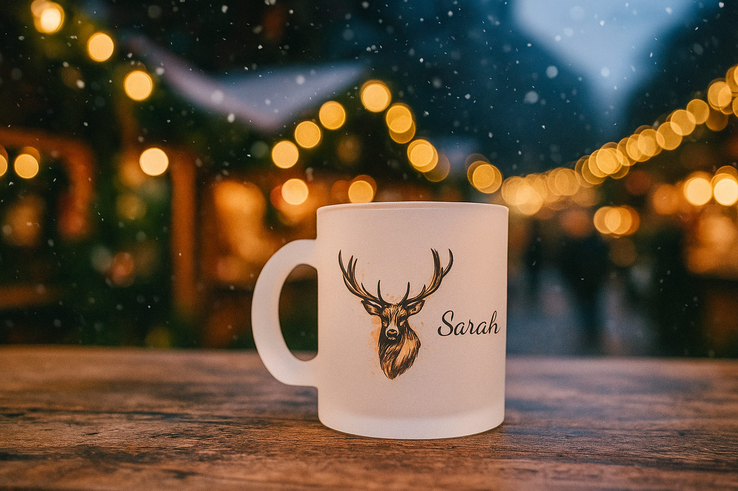 Glastasse mit Namen | Winter Hirsch