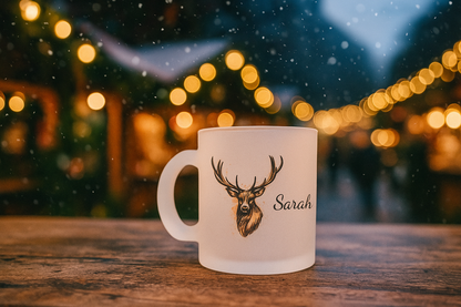 Glastasse mit Namen | Winter Hirsch