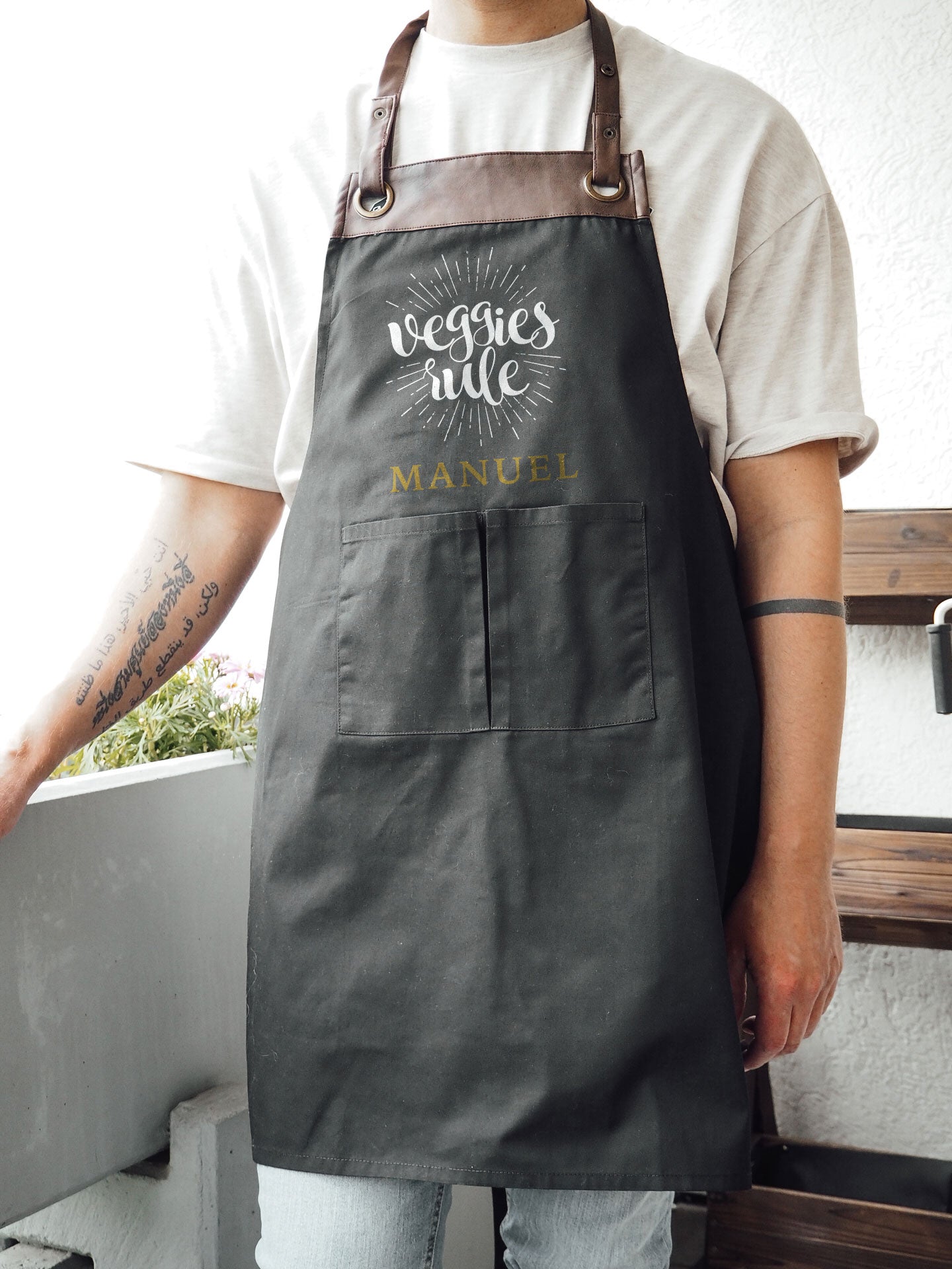 Kochschürze mit Name | Veggies rule