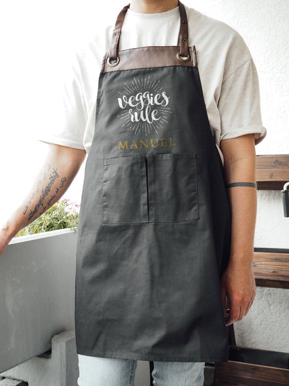 Kochschürze mit Name | Veggies rule