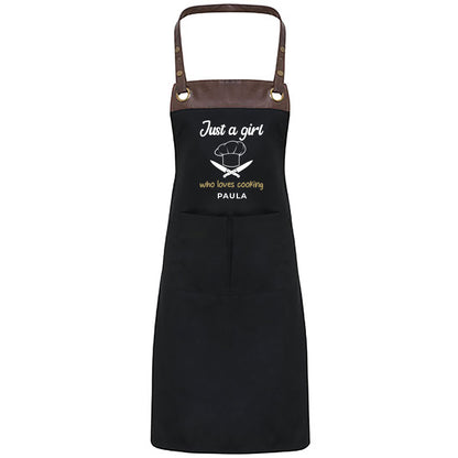Kochschürze mit Name | Just a Girl Who Loves Cooking