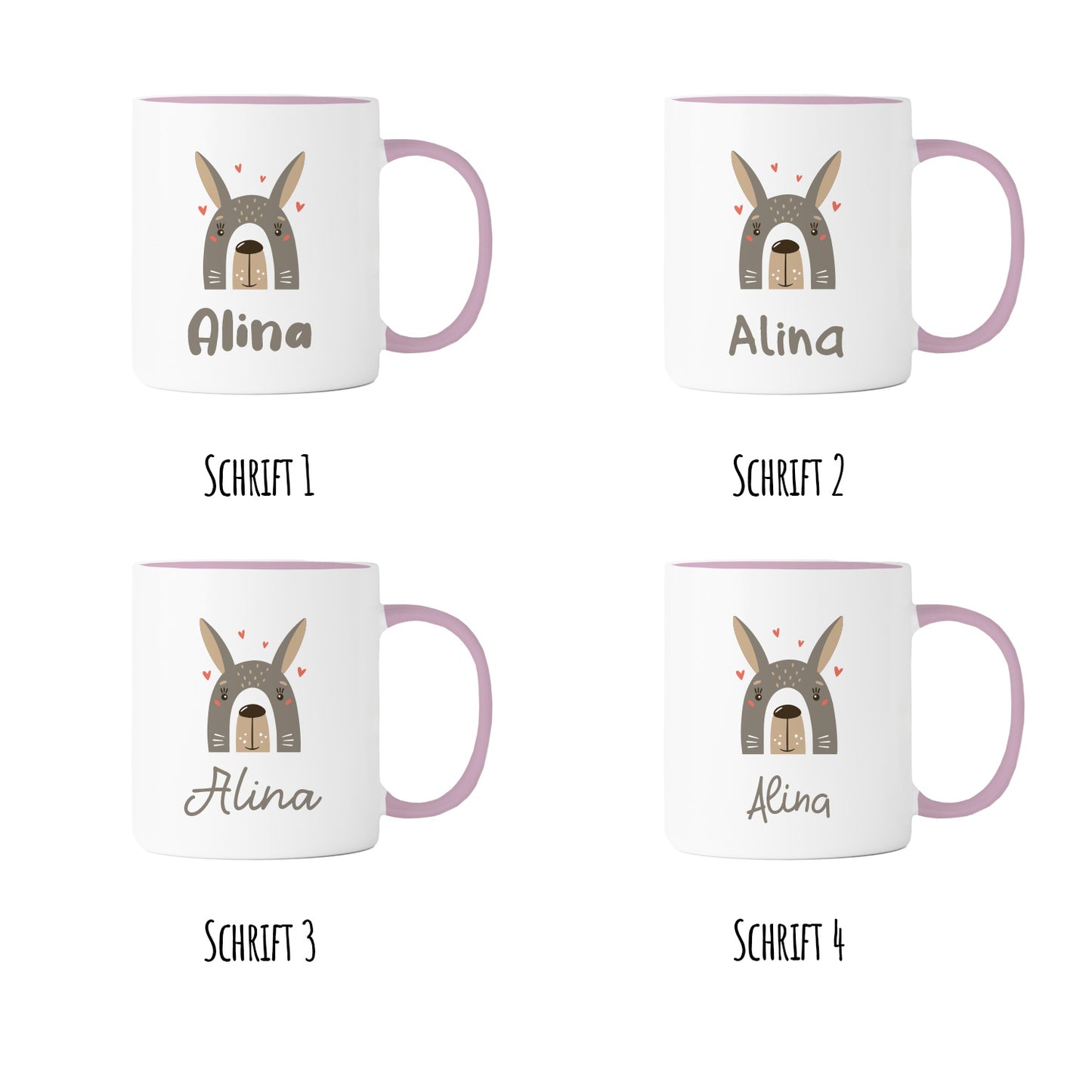 Keramik Tasse mit Name | Hase