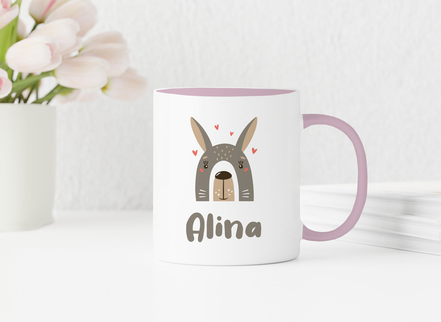 Keramik Tasse mit Name | Hase