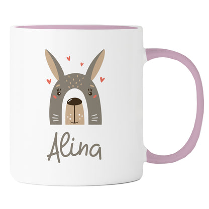 Keramik Tasse mit Name | Hase
