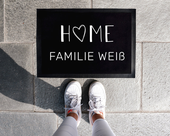 Home - Familienname | Fußmatte mit Wunschnamen personalisiert