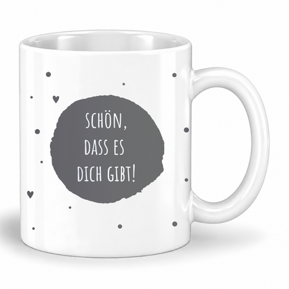 Keramik Tasse mit Namen | Schön, dass es Dich gibt | grau