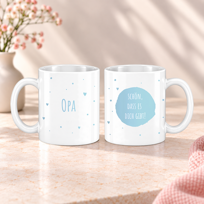 Keramik Tasse mit Namen | Schön, dass es Dich gibt | hell- blau
