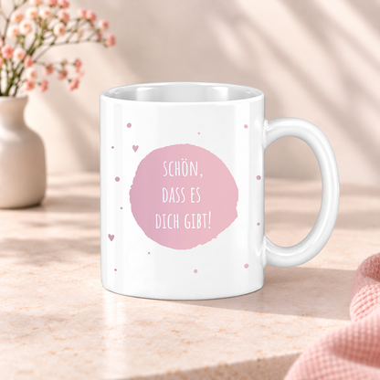 Keramik Tasse mit Namen | Schön, dass es Dich gibt | rosa