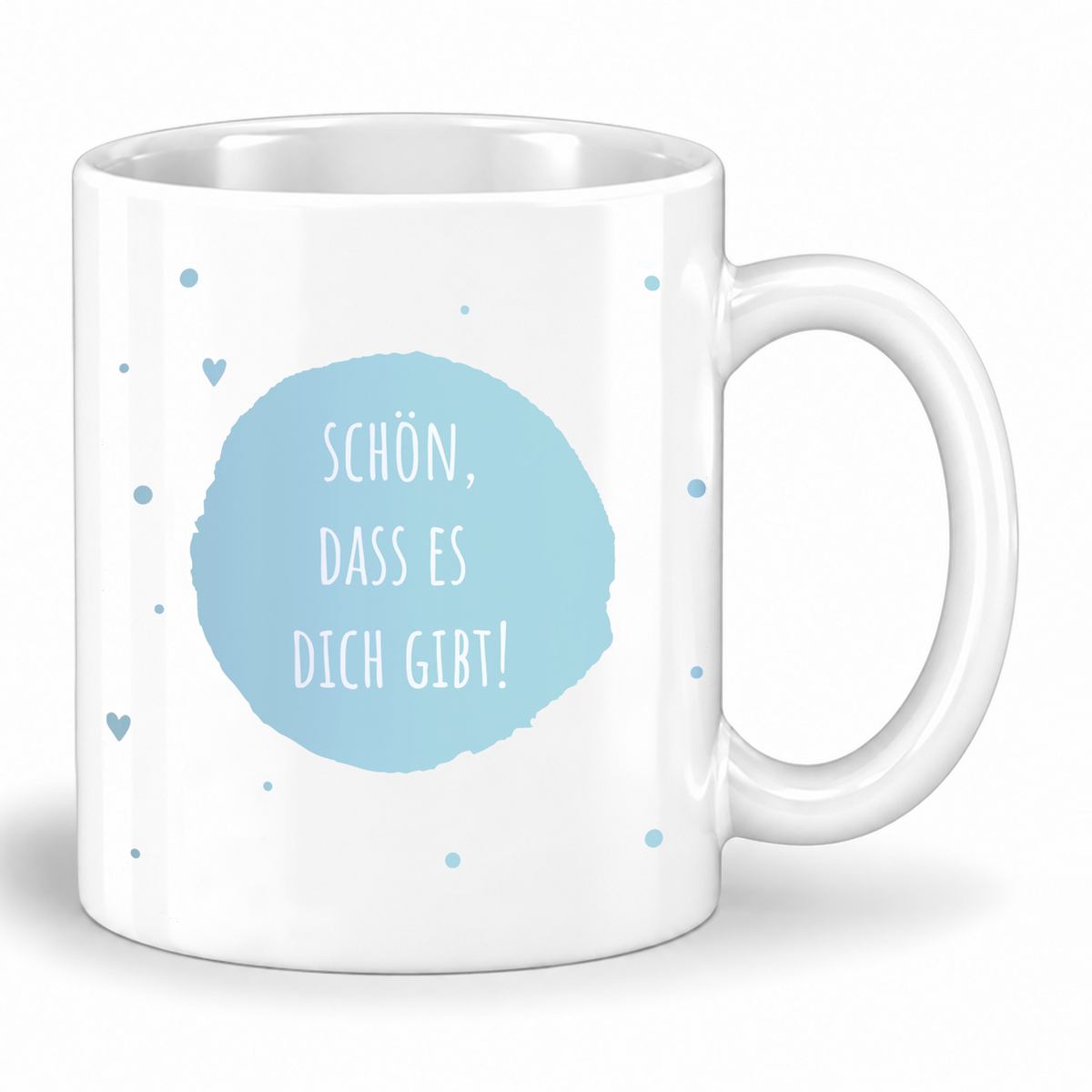 Keramik Tasse mit Namen | Schön, dass es Dich gibt | hell- blau