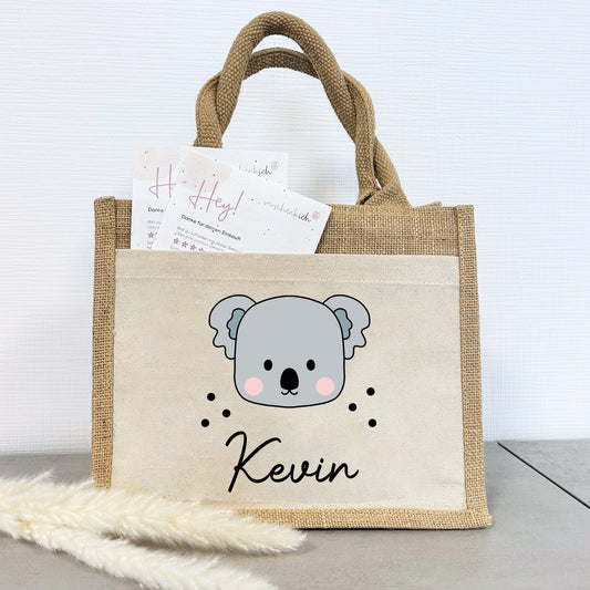 Jute Pocket Tasche mit Namen | Koala