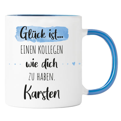 Keramik Tasse mit Namen | Glück ist einen Kollegen wie dich zu haben