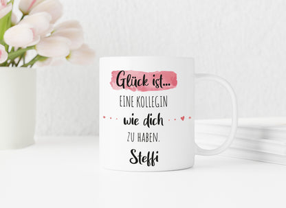 Keramik Tasse mit Namen | Glück ist eine Kollegin wie dich zu haben
