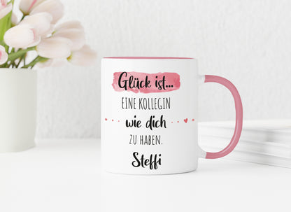 Keramik Tasse mit Namen | Glück ist eine Kollegin wie dich zu haben