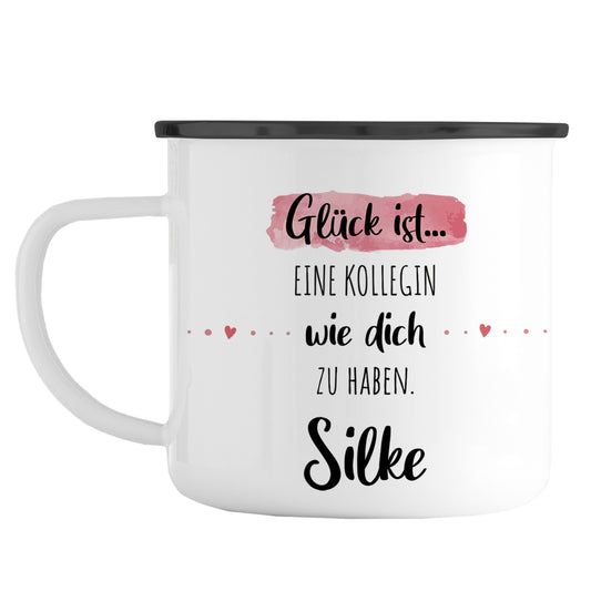 Emaille Tasse mit Namen | Glück ist eine Kollegin wie dich zu haben